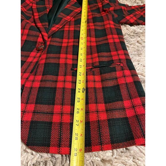 Vintage Sag Harbor Blazer Red Green Plaid Women’s Size 12 Christmas Holiday - Picture 4 of 6